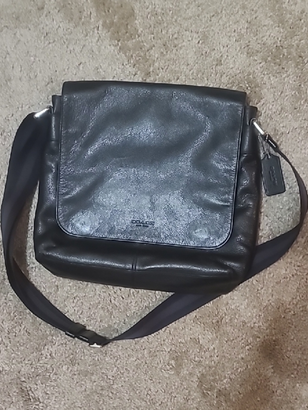Coach Black Charles Messenger Leather Crossbody Bag Purse F72362